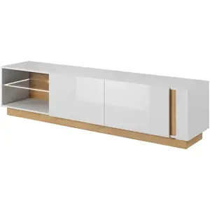 Produkt Tv stolek ARDEN 187, bílá/dub/bílý lesk